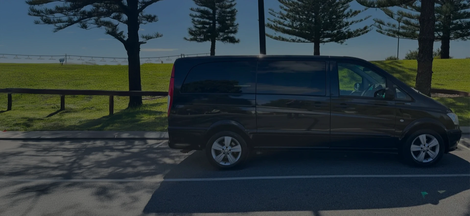 Black Mercedes V-Class charter van by Perth Mini Charter for private group transport in Perth